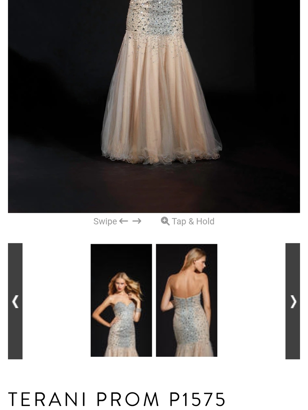 Terani Prom Strapless Beaded Tulle Gown in Blush